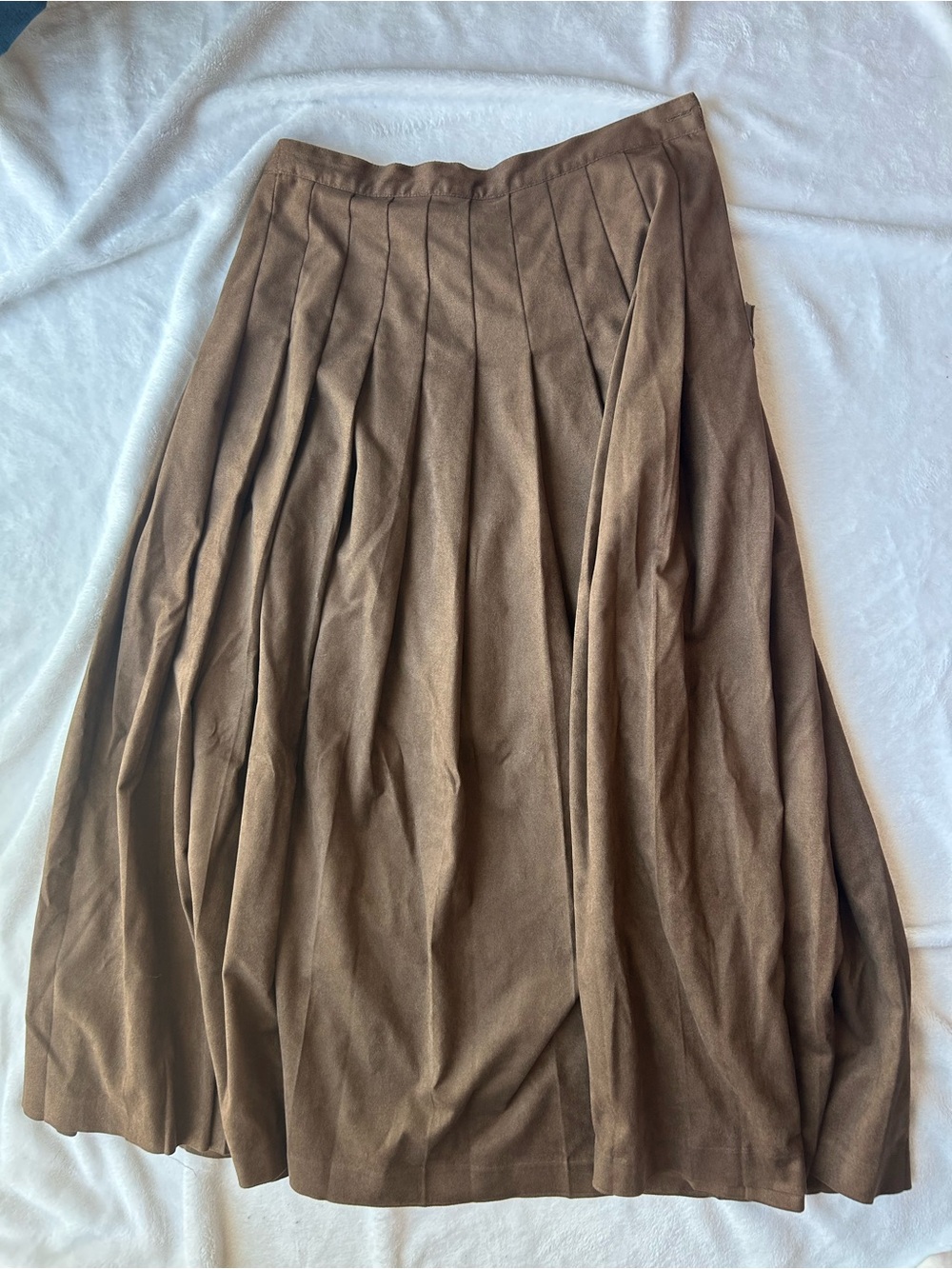 Coldwater Creek Brown Pleated A-Line Midi Skirt